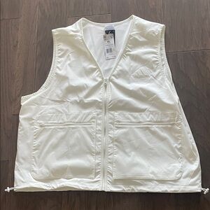 Adidas Cream Woven Zip-Up Vest